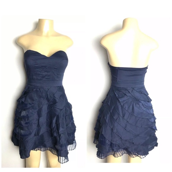 Minuet Dress Womens Strapless Ruffle Tier Sz S - Picture 1 of 5